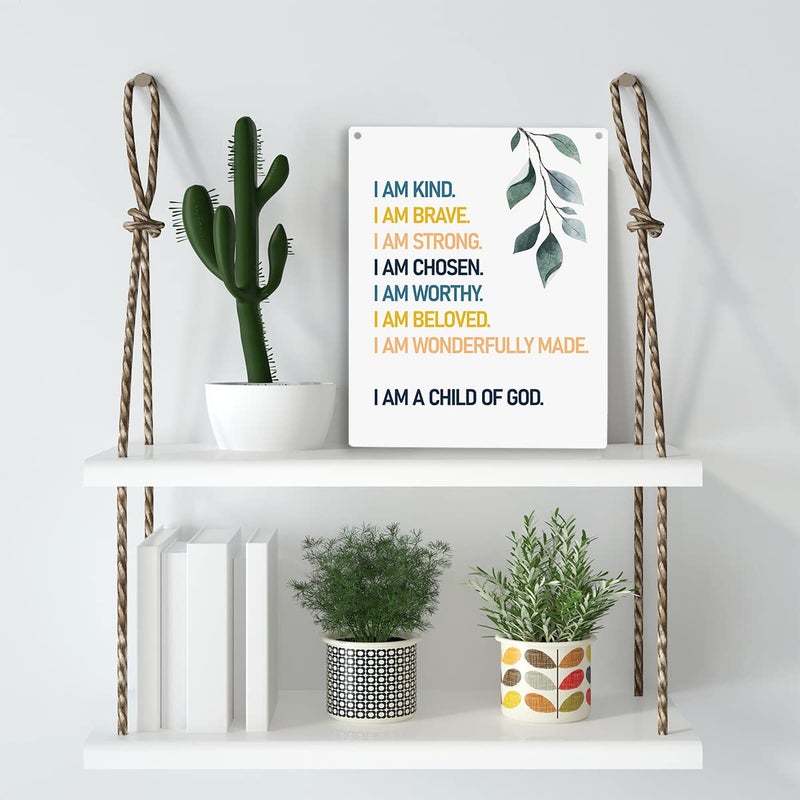 YCYD Christian Wall Art I Am A Child of God Wooden Hanging Sign Bible Verse Wall Art for Home Office Decor Modern Christian Word Art Bedroom Wall Decor Sign Baptism Gifts Room Decorations 10x8 Inches - Image 3