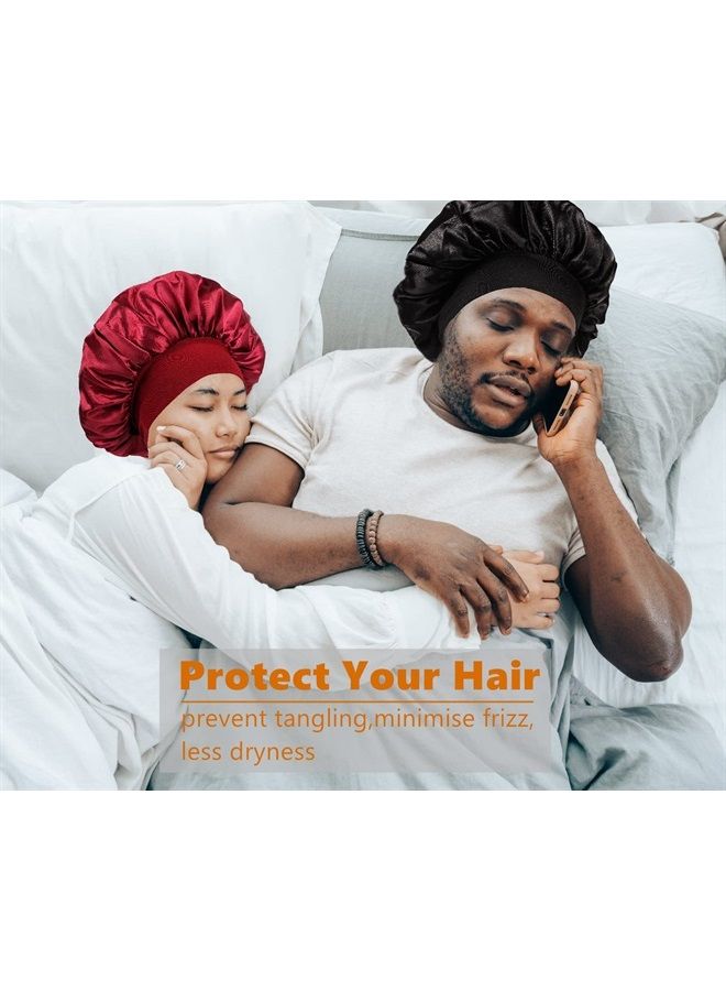 Himoswis 6 PCS Satin Hair Bonnets for Black Women,Hair Bonnet for Sleeping,Sleep Bonnets for Women/Men,Bonnet for Men,Satin Bonnets for Curly Hair