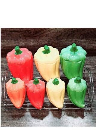 green - red - beige - orange