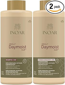 INOAR ABSOLUT DAYMOIST CLR SHAMPOO CONDITION 2X 800ML - Image 1