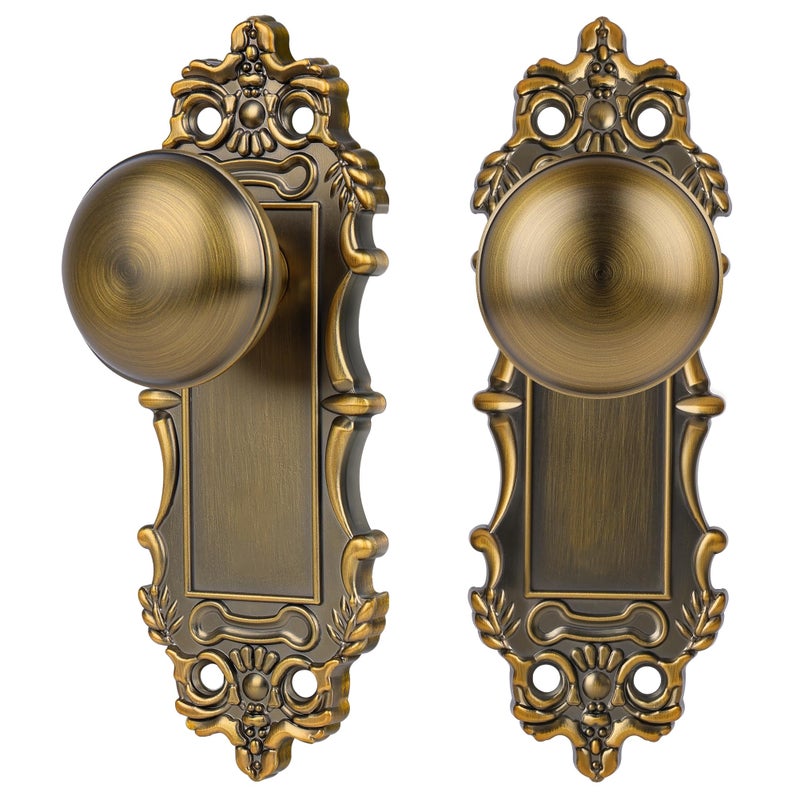CEYMIO Brass Dummy Door Knobs Interior 2 Pack Doorknob Antique Door Handle Gold Vintage Door Pulls for Pantry Door Hallway - Image 2
