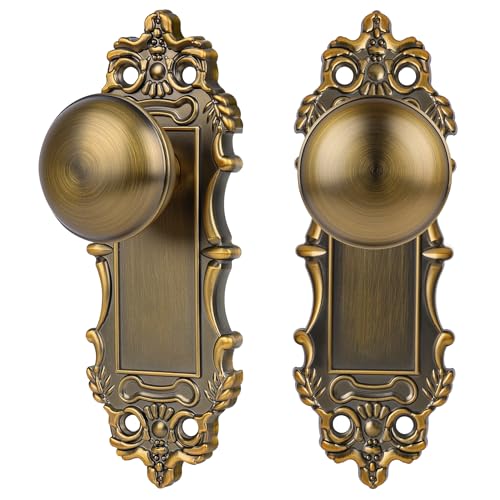 CEYMIO Brass Dummy Door Knobs Interior 2 Pack Doorknob Antique Door Handle Gold Vintage Door Pulls for Pantry Door Hallway - Image 1