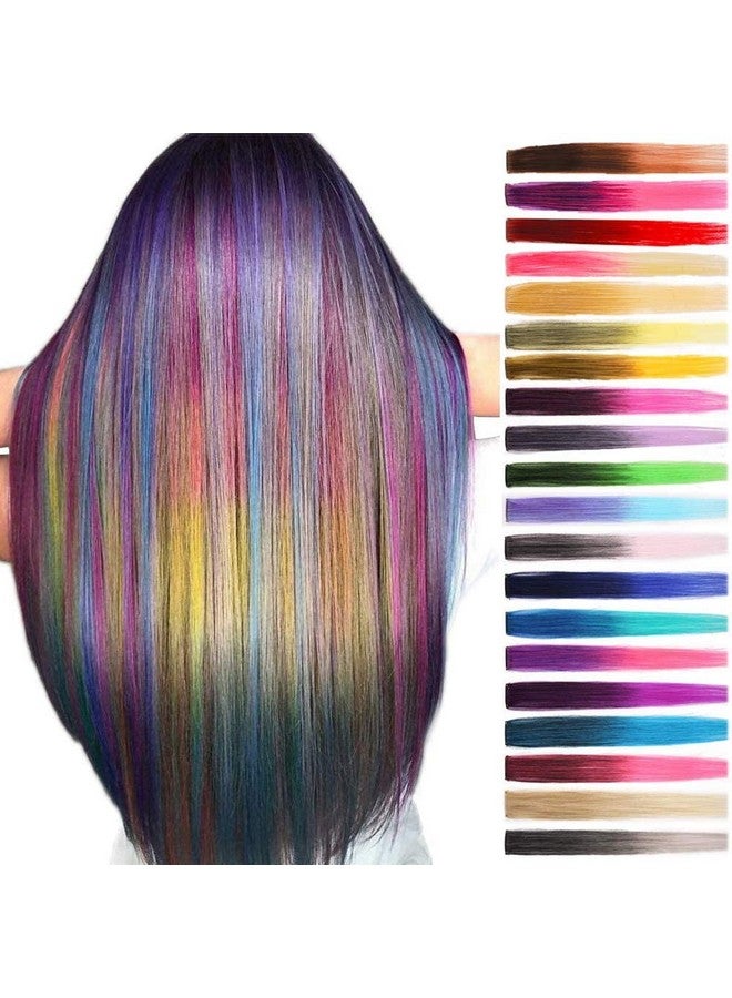 WHISKET Colorful Straight Hair Extensions Clip In For Women And Kids Multi-Colors Party Highlights Streak Synthetic Hairpieces - Image 1