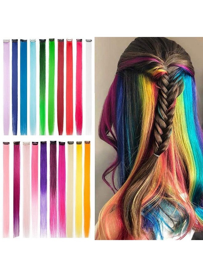 WHISKET Colorful Straight Hair Extensions Clip In For Women And Kids Multi-Colors Party Highlights Streak Synthetic Hairpieces - Image 4