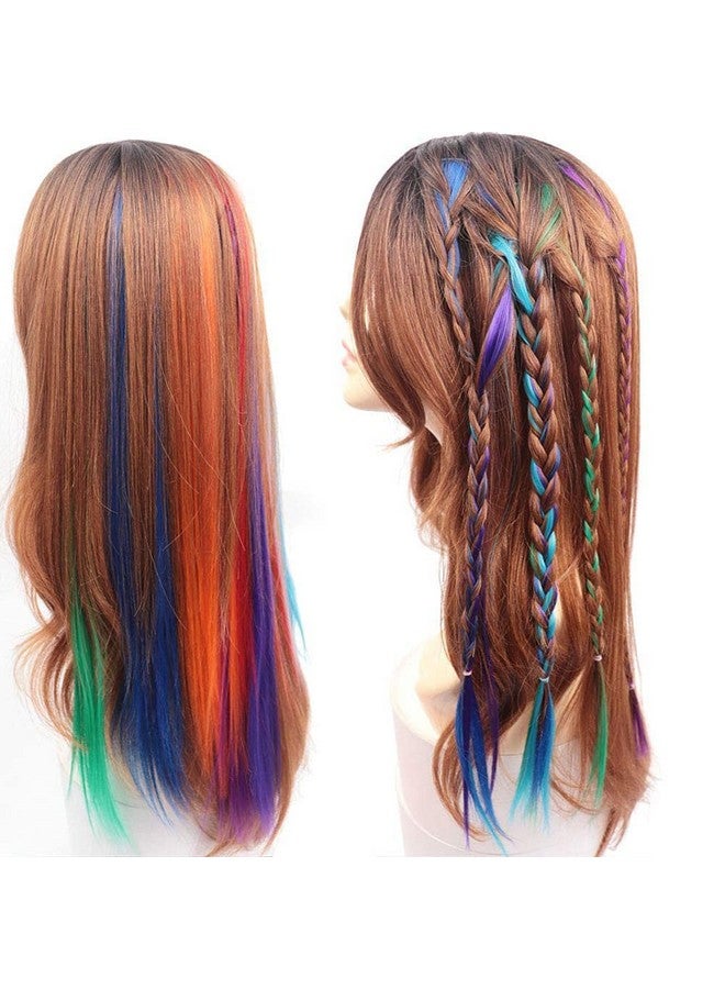WHISKET Colorful Straight Hair Extensions Clip In For Women And Kids Multi-Colors Party Highlights Streak Synthetic Hairpieces - Image 2