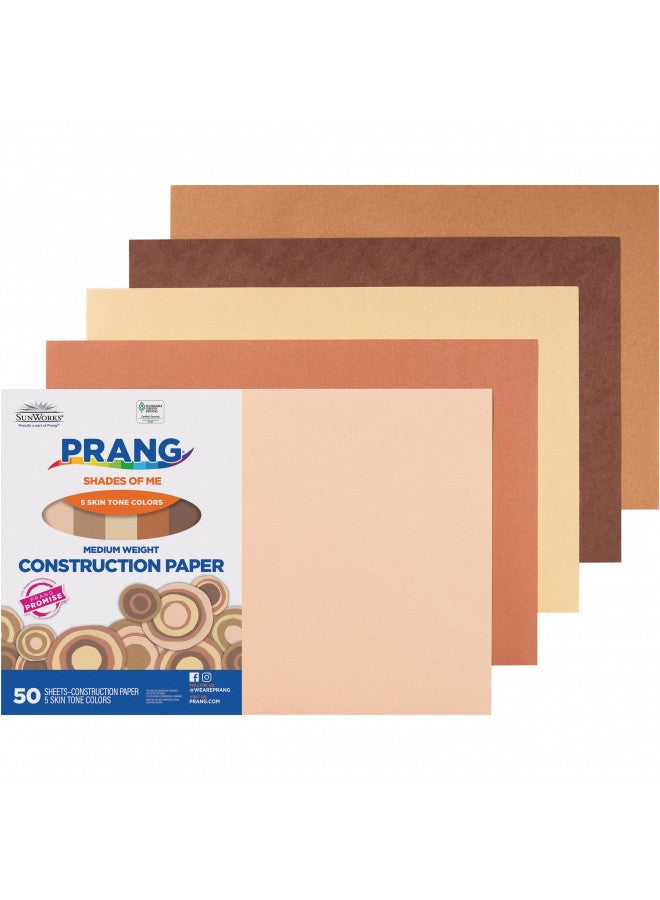 Pacon Prang (Formerly SunWorks) Shades of Me Construction Paper, 5 Assorted Skin Tone Colors, 12" x 18", 50 Sheets - Image 4