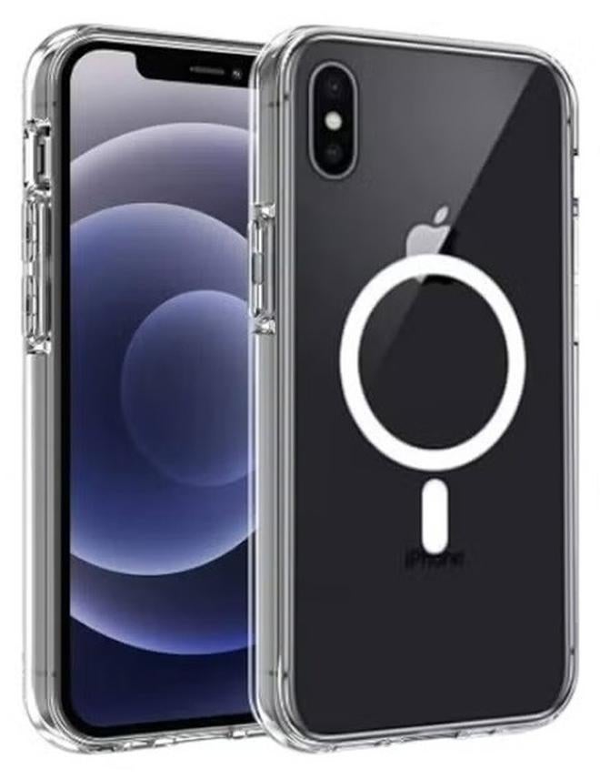 iPhone Xs Max Magnetic Cover, MagSafe Compatible, Fall Prevention Protection Crystal Clear Hard Back Case, Shockproof Silicone Frame, Slim Transparent Case for Apple iPhone Xs Max, Clear - Image 1
