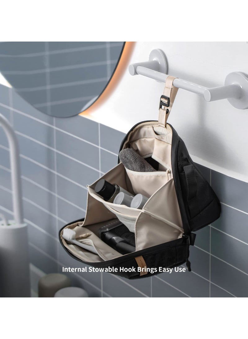 Wash Pouch Hanging Toiletry Bag for Men, Waterproof Dopp Kit Travel Makeup Bag Organizer for Toiletries & Cosmetics, Travel Hanging Toiletry Bag, Shaving Bag Waterproof Large Makeup Bag, Black - Image 3