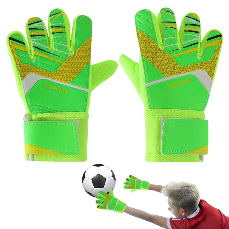 Proberos ® Professional Football Goalkeeper Gloves for Kids & Children or Teen, Anti-Slip Protection Latex Palm Design, with Adjustable Strap Soft Pu Hand Back (Green Size-8) - Image 1
