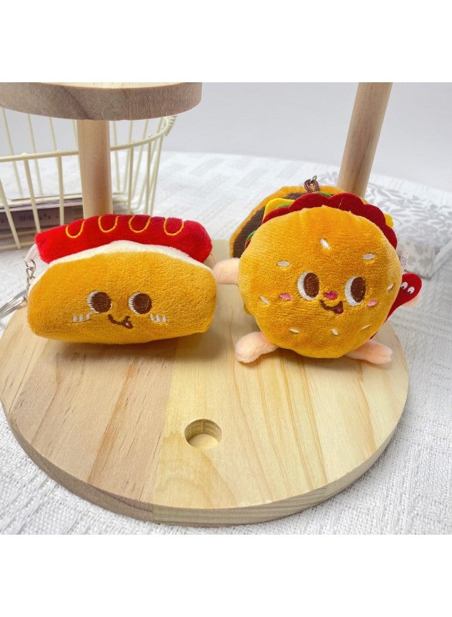 High-quality Silver Buckle Burger Hot Dog Chicken Leg Toast Plush Doll Key Chain Pendant Bag Pendant Claw Machine Wholesale-Specifications:Chicken Legs Silver Buckle Style - Image 3