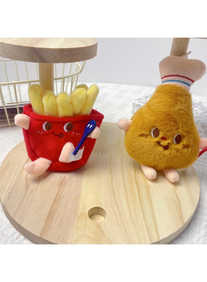 High-quality Silver Buckle Burger Hot Dog Chicken Leg Toast Plush Doll Key Chain Pendant Bag Pendant Claw Machine Wholesale-Specifications:Chicken Legs Silver Buckle Style - Image 5
