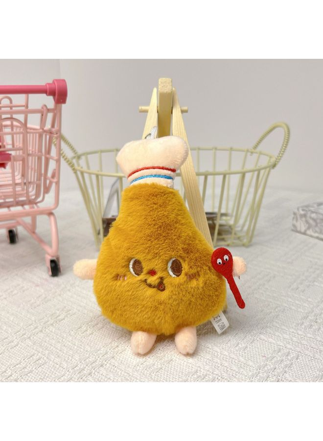 High-quality Silver Buckle Burger Hot Dog Chicken Leg Toast Plush Doll Key Chain Pendant Bag Pendant Claw Machine Wholesale-Specifications:Chicken Legs Silver Buckle Style - Image 1