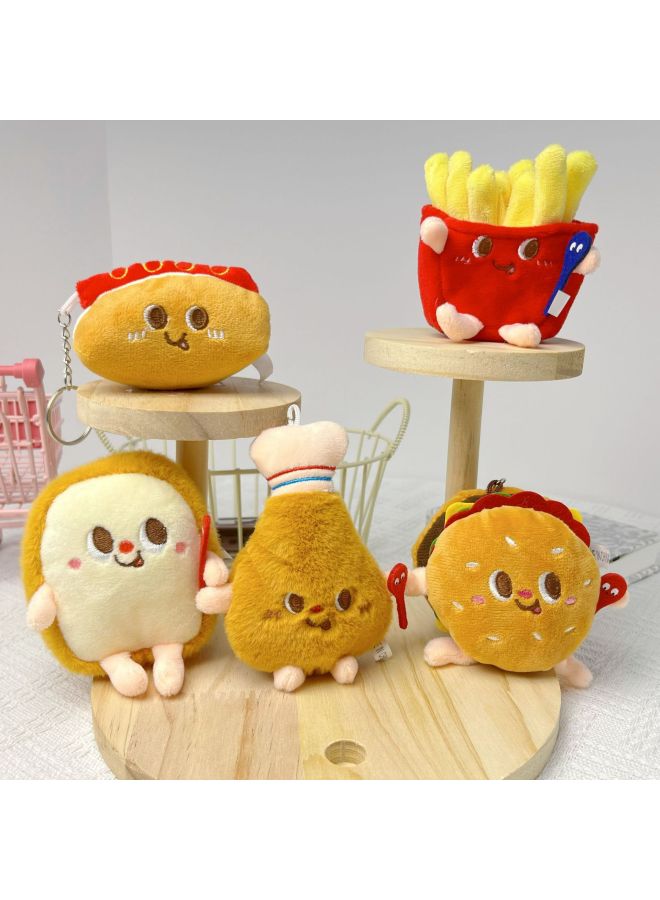 High-quality Silver Buckle Burger Hot Dog Chicken Leg Toast Plush Doll Key Chain Pendant Bag Pendant Claw Machine Wholesale-Specifications:Chicken Legs Silver Buckle Style - Image 2
