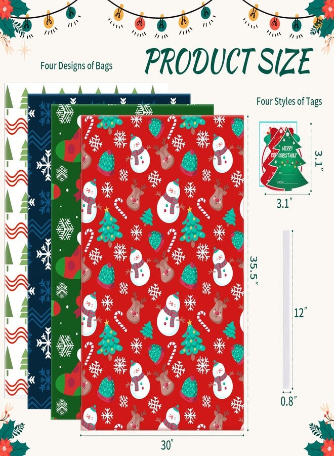 EverMerry Large Christmas Gift Bags for Presents，4 Patterns Large Size Plastic Giant Bags for Huge Gifts，Monther' Day， Holiday，Christmas, New Year Gift Bags（with Card & Tie） - Image 2