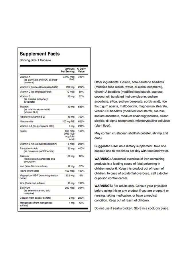 SWANSON Daily Multi-Vit & Mineral 250 Capsules - Image 3