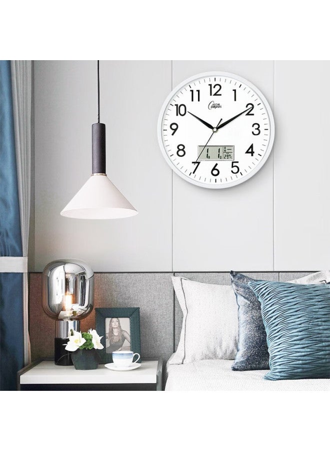 Compas Wall Clock, Creative And Stylish Timepiece, Calendar Quartz Clock For Living Room And Bedroom, C2855y, White, 26cm - Image 2