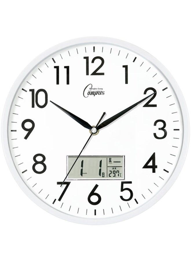 Compas Wall Clock, Creative And Stylish Timepiece, Calendar Quartz Clock For Living Room And Bedroom, C2855y, White, 26cm - Image 3