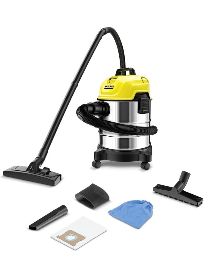 KARCHER WD 1 S Classic Multipurpose Wet and Dry Vacuum Cleaner – 1200W Utility Vacuum with 18L Stainless Steel Container, Blower Function, Foam & Paper Filter 1500 W 1.098-324.0 Multicolour - Image 1