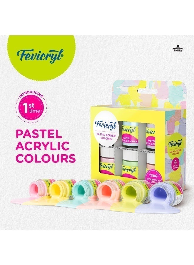 Fevicryl Multi Surface Pastel Acrylic Colours Kit 6 Shades X 15Ml | Ideal For Wood, Glass, Canvas, Metal, Plastic, Mould It | For Hobbyists, Artists, Diy Art And Craft - Image 3