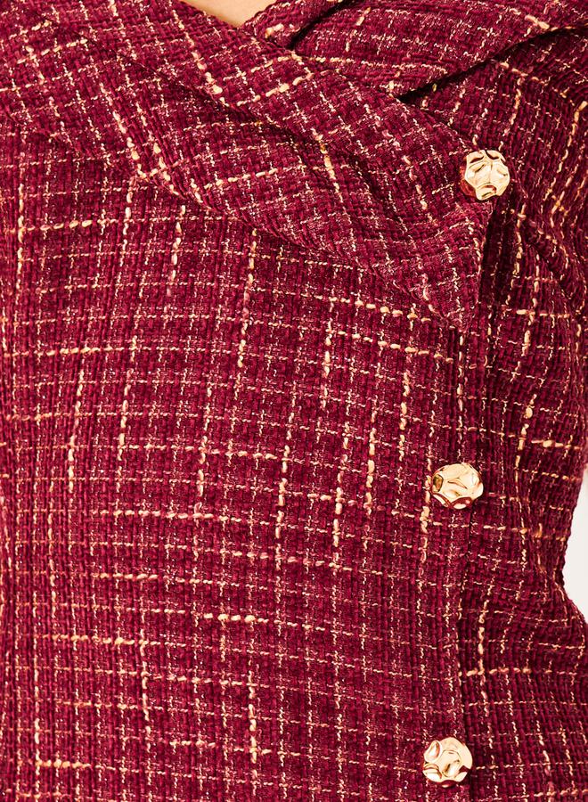 Styli Tweed Off-Shoulder Dress  - Image 4