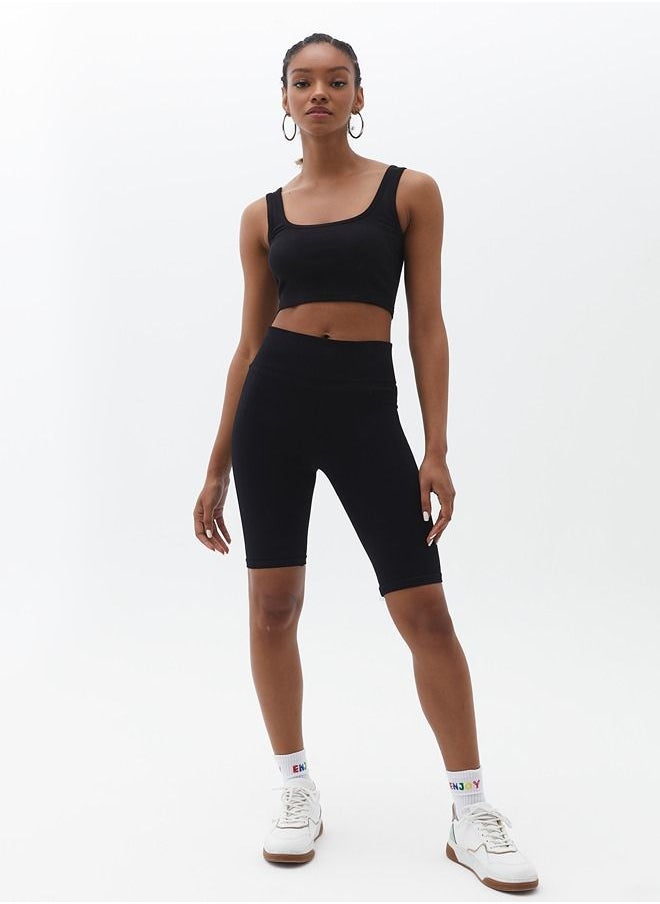 OXXO - Women Black High Rise Short Legging - Image 1