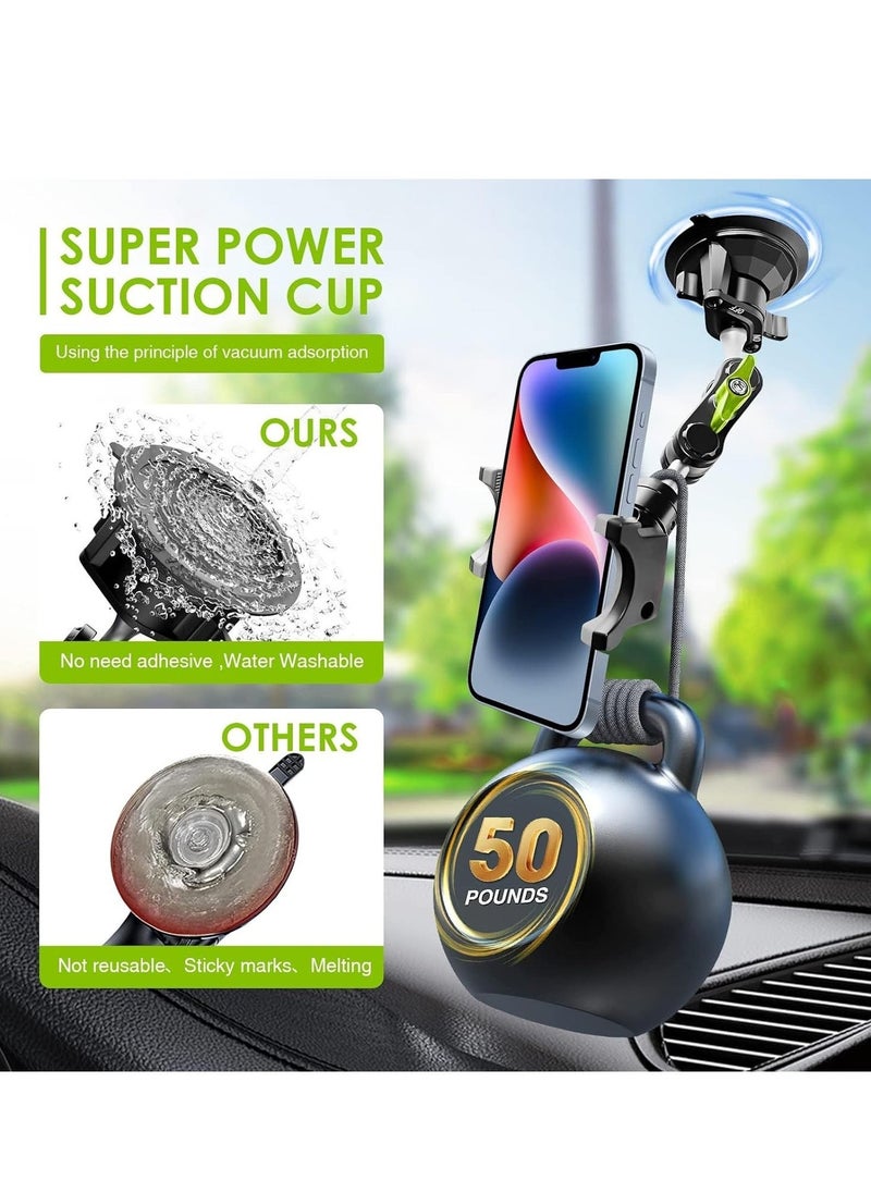 ELTRAZONE Suction Cup Car Phone Holder Mount – 360° Rotating, Universal Ball Head Arm, Multifunctional Adjustable for Car Window & Windshield, Compatible with iPhone & Samsung - Image 5