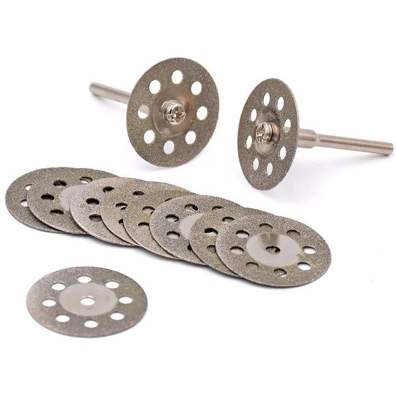YEEZUGO 10 pcs Diamond Cutting Wheel Cut Off Discs Coated Rotary Tools W/Mandrel 22mm for Dremel - Image 1