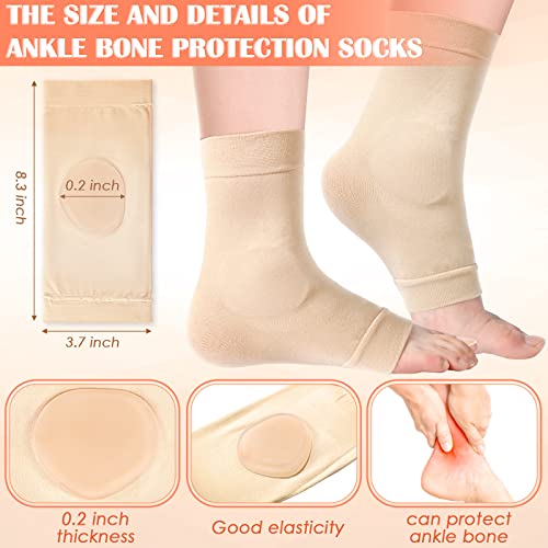 Geyoga 2 Pairs Ice Skating Socks for Women Tendon Heel Ankle Protector Padded Guards Ankle Sleeve Pad ski Splints(Beige Color) - Image 4
