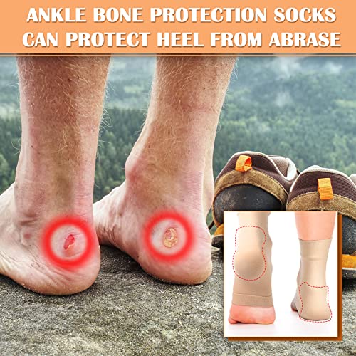 Geyoga 2 Pairs Ice Skating Socks for Women Tendon Heel Ankle Protector Padded Guards Ankle Sleeve Pad ski Splints(Beige Color) - Image 5