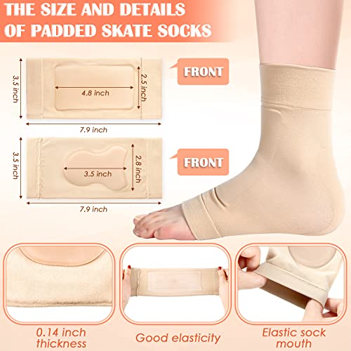 Geyoga 2 Pairs Ice Skating Socks for Women Tendon Heel Ankle Protector Padded Guards Ankle Sleeve Pad ski Splints(Beige Color) - Image 3