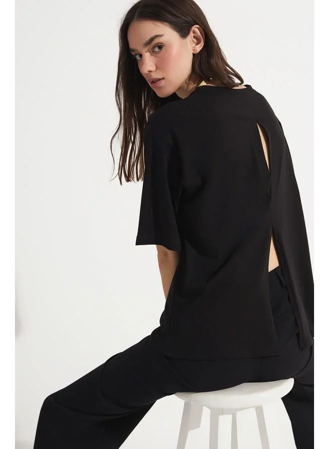 JUNE June Crew Neck 100% Cotton Basic T-Shirt Black