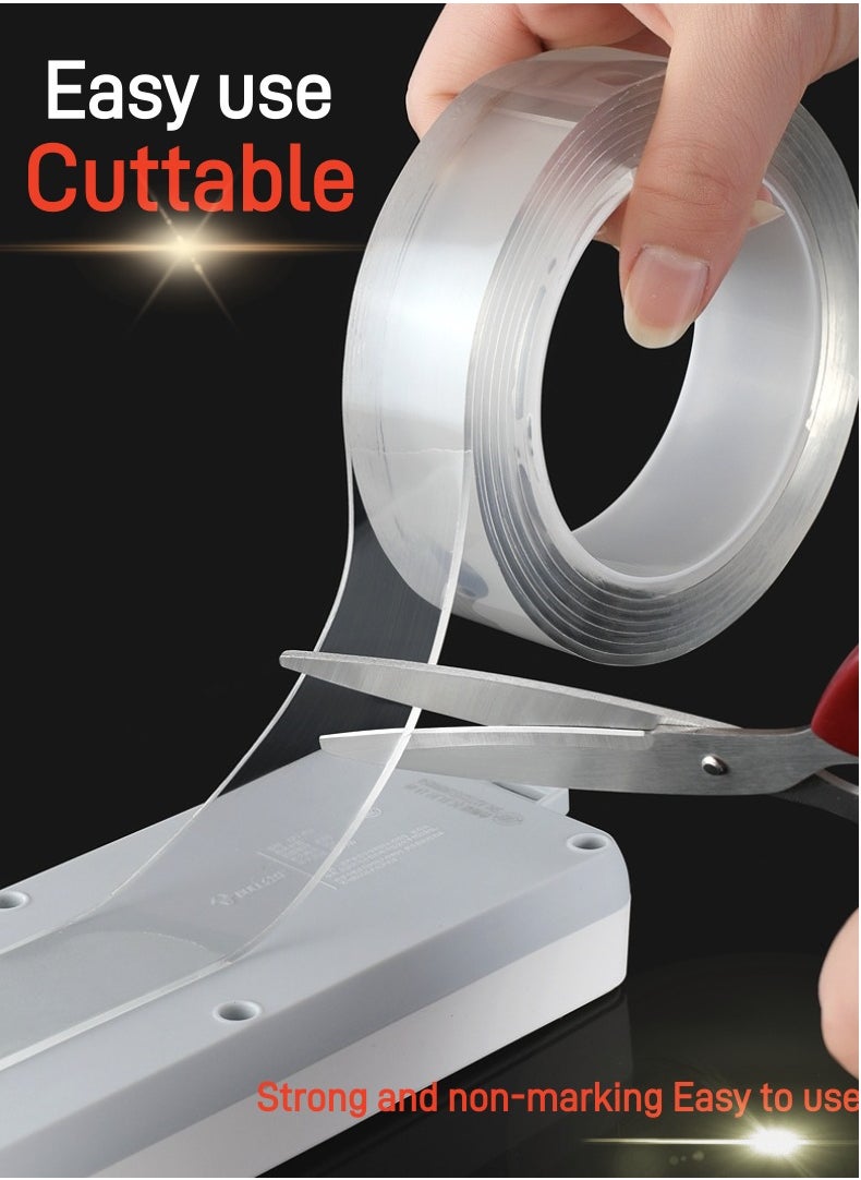 BEILINGDUN - Double Sided Tape 5m Nano , Washable Multipurpose Extra Large Adhesive Tape, Clear Mounting Tape Picture Hanging Adhesive Strips, Removable Wall Tape Sticky Poster Tape - Image 1