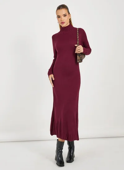 Styli Turtle Neck Knitted Sweater Maxi Dress