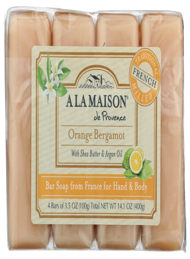 A LA MAISON Orange Bergamot Bar Soap - Triple French Milled Natural Moisturizing Hand Soap Bar (4 Bars of Soap, 3.5 oz - Image 1