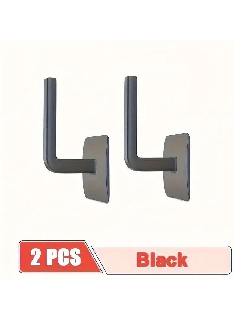 2 Pcs Black Self Adhesive Baseball Cap Holder Hook Wall Mount No Drilling Easy Installation Made Of Plastic L Shape Suitable For A Set Of Baseball Caps Towels Keys Umbrella Or Bag Versatile Hook And In Several Installation Places At The Entrance Of The Apartment Chalet Hallways Bathroom Bedroom Behind The Door Dressing Room  - Image 2