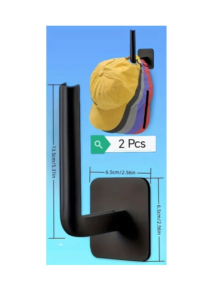 2 Pcs Black Self Adhesive Baseball Cap Holder Hook Wall Mount No Drilling Easy Installation Made Of Plastic L Shape Suitable For A Set Of Baseball Caps Towels Keys Umbrella Or Bag Versatile Hook And In Several Installation Places At The Entrance Of The Apartment Chalet Hallways Bathroom Bedroom Behind The Door Dressing Room  - Image 4