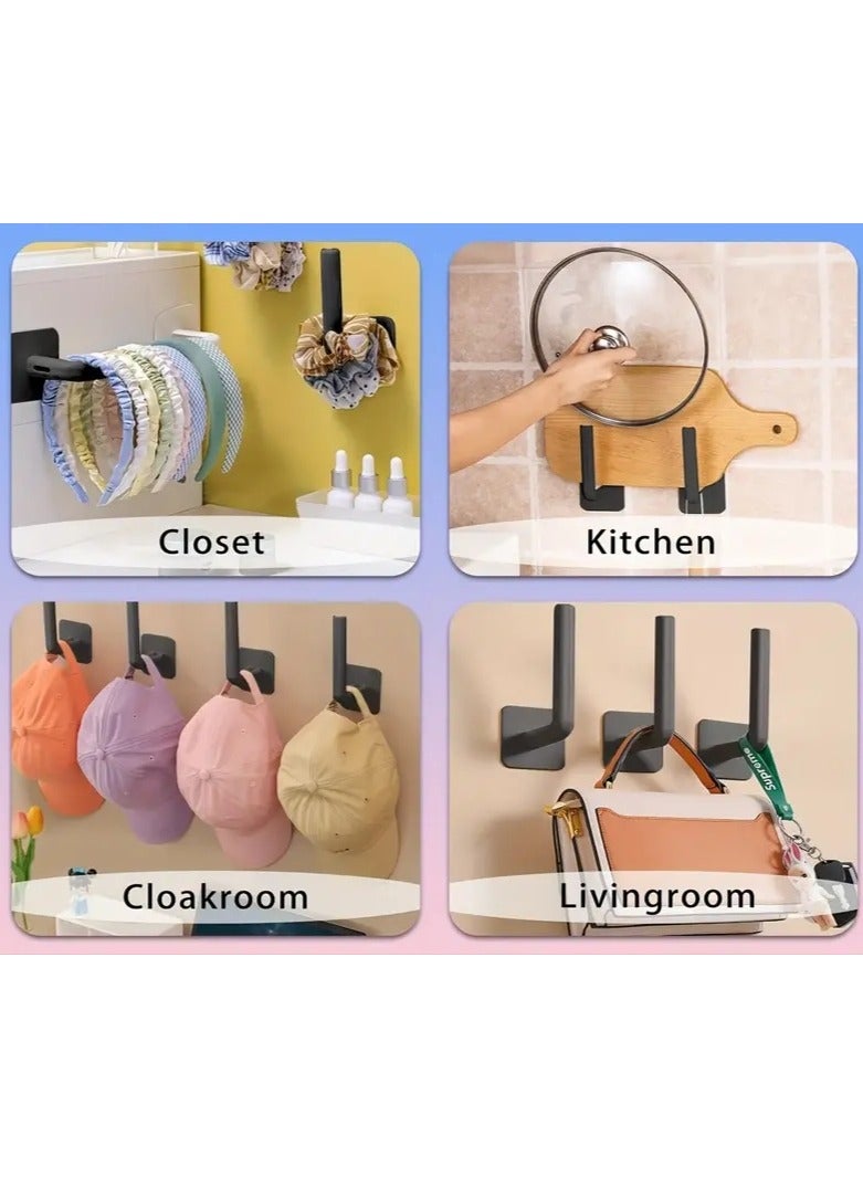 2 Pcs Black Self Adhesive Baseball Cap Holder Hook Wall Mount No Drilling Easy Installation Made Of Plastic L Shape Suitable For A Set Of Baseball Caps Towels Keys Umbrella Or Bag Versatile Hook And In Several Installation Places At The Entrance Of The Apartment Chalet Hallways Bathroom Bedroom Behind The Door Dressing Room  - Image 5