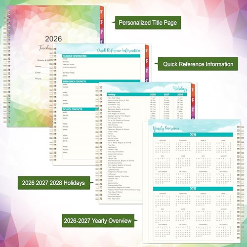 Coboll Teacher Planner 2026 - Teacher Lesson Planner 2026, JAN. 2026 - DEC. 2026, 8.5'' x 11'' with Monthly Tabs, Inner pocket - Image 5