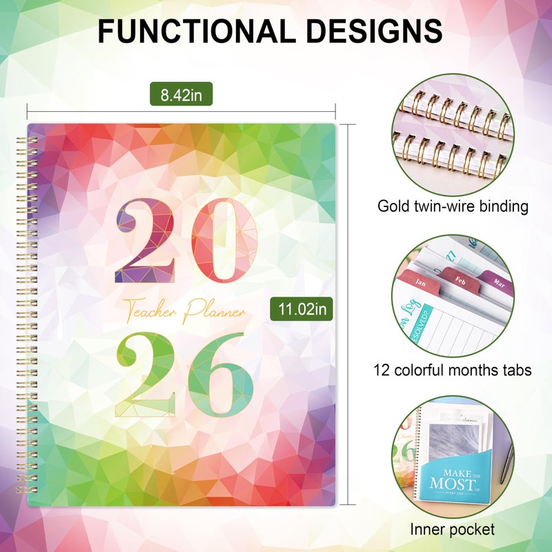 Coboll Teacher Planner 2026 - Teacher Lesson Planner 2026, JAN. 2026 - DEC. 2026, 8.5'' x 11'' with Monthly Tabs, Inner pocket - Image 1