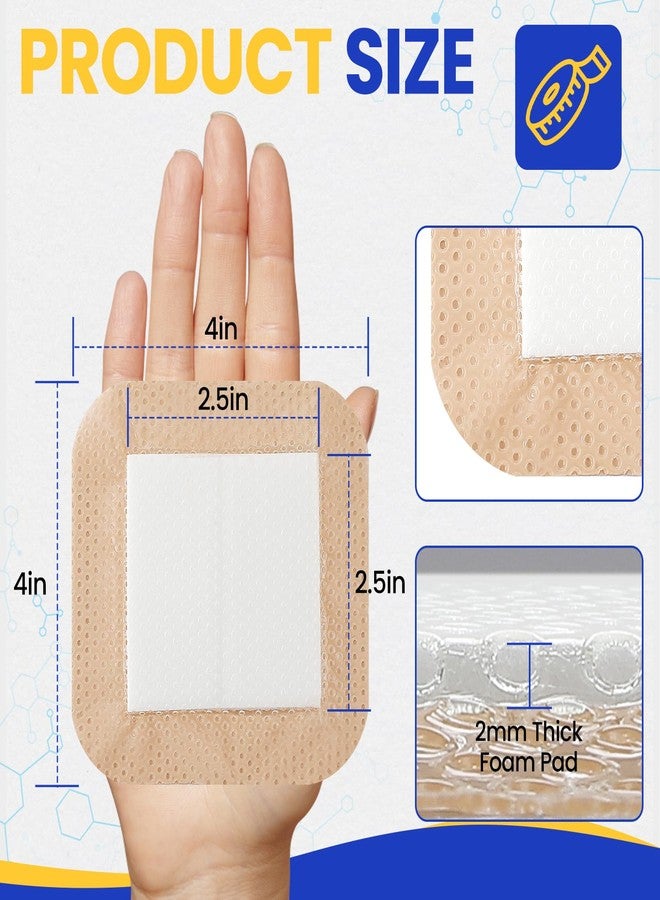 TENKAIWICK 10 Pack Silicone Foam Dressing 4"x4" with Adhesive Border, High Absorbency Silicone Bandages, Waterproof Foam Bandages for Wounds Care, Bed Sore, Diabetic Foot Ulcers - Image 2