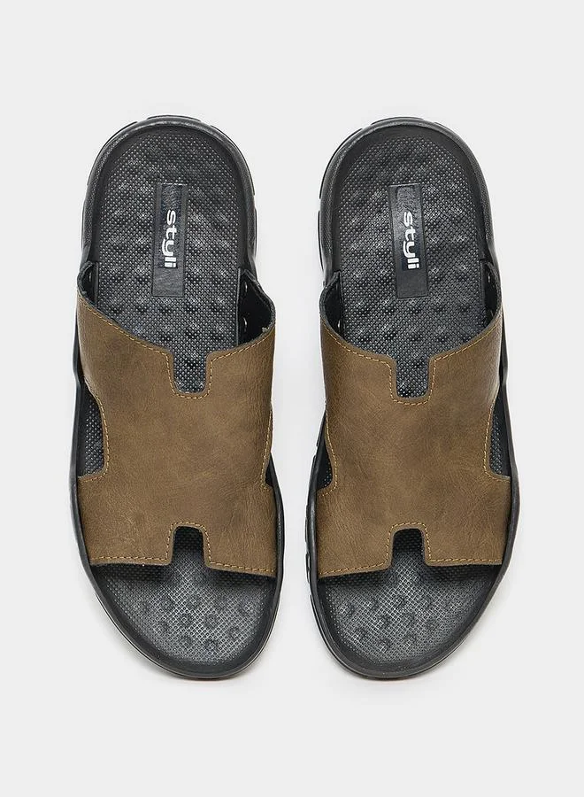 Styli Open Toe Casual PU Sandals