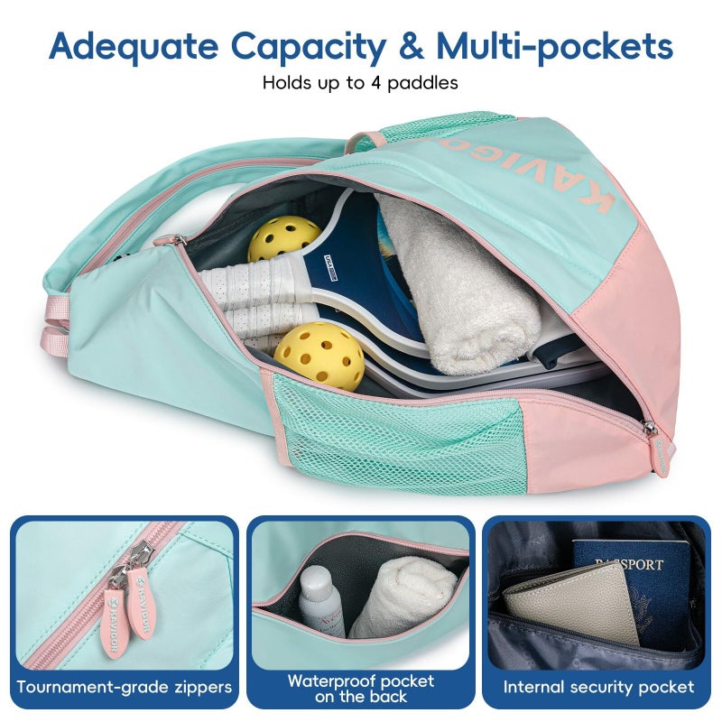 KAVIGOR 2025 Pickleball Sling Bag, Convertible Ultra-Light Backpack with Skin-Soft Fabric & Wet/Dry Pocket, Fits 4 Paddles + Gear - Image 2
