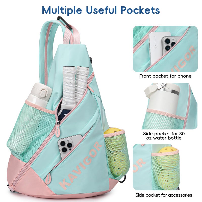 KAVIGOR 2025 Pickleball Sling Bag, Convertible Ultra-Light Backpack with Skin-Soft Fabric & Wet/Dry Pocket, Fits 4 Paddles + Gear - Image 3