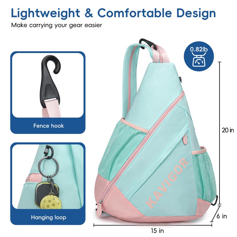 KAVIGOR 2025 Pickleball Sling Bag, Convertible Ultra-Light Backpack with Skin-Soft Fabric & Wet/Dry Pocket, Fits 4 Paddles + Gear - Image 5