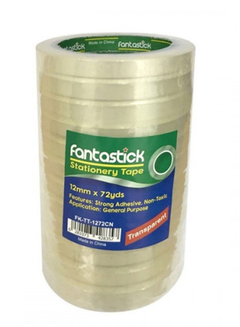 Fantastick شريط لاصق شفاف 12 قطعة عرض 12 مم طول 72 ياردة