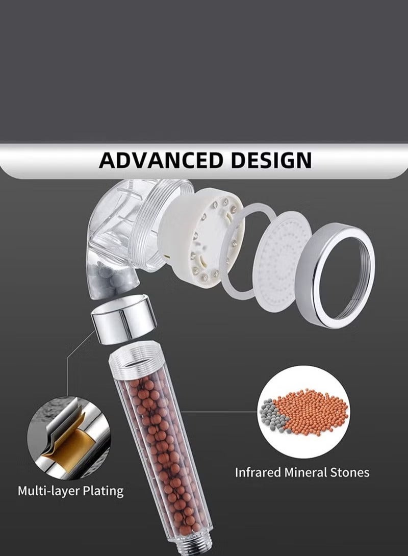 Handheld Shower Head High Pressure Water Saving with Negative Ion Tourmaline Filter 8.5 Inches Filtered Showerhead for Spa Experience Dry Skin & Haircare - Image 3