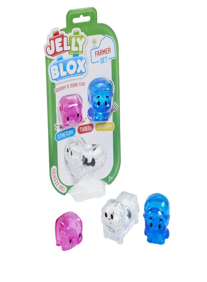 Jelly Blox Farmer Character Set | Farmer, Cow, Pig | Toddler & Preschool Building Blocks Kids Can Squeeze, Stretch, Squish | MESH ACCREDITED | Safety Tested & Ouch-Free | Sensory Play Toy for Ages 2+ - Image 2
