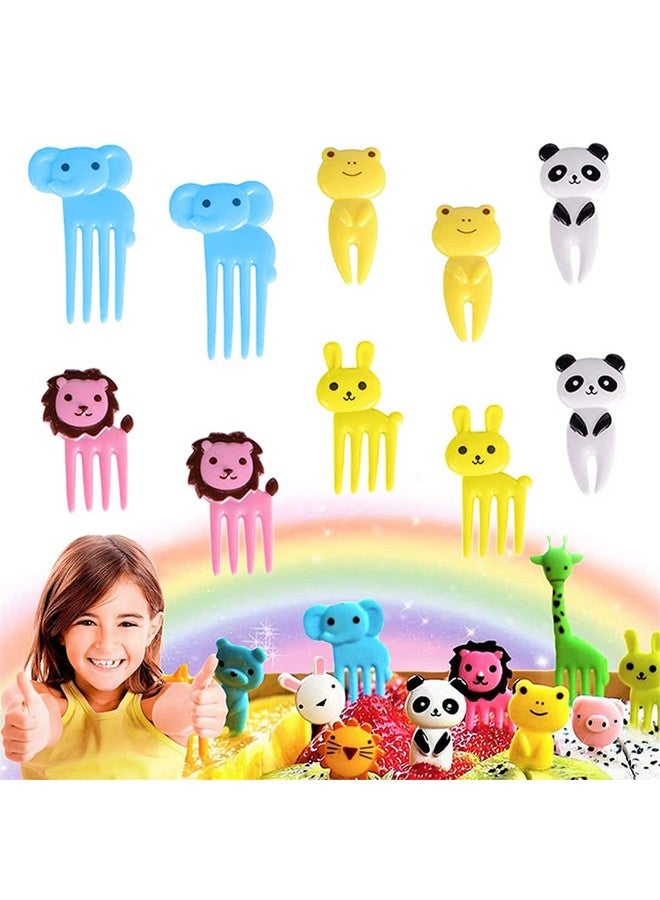 HASTHIP® 10 Pcs Food Fruit Forks for Kids, Cute Animals Little Dessert Forks Mini Cartoon Toothpick for Cake Dessert Pastry Party Supply, Reusable, Food Grade Plastic, Random Color (Elephant) - Image 3