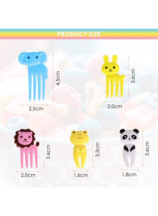 HASTHIP® 10 Pcs Food Fruit Forks for Kids, Cute Animals Little Dessert Forks Mini Cartoon Toothpick for Cake Dessert Pastry Party Supply, Reusable, Food Grade Plastic, Random Color (Elephant) - Image 2