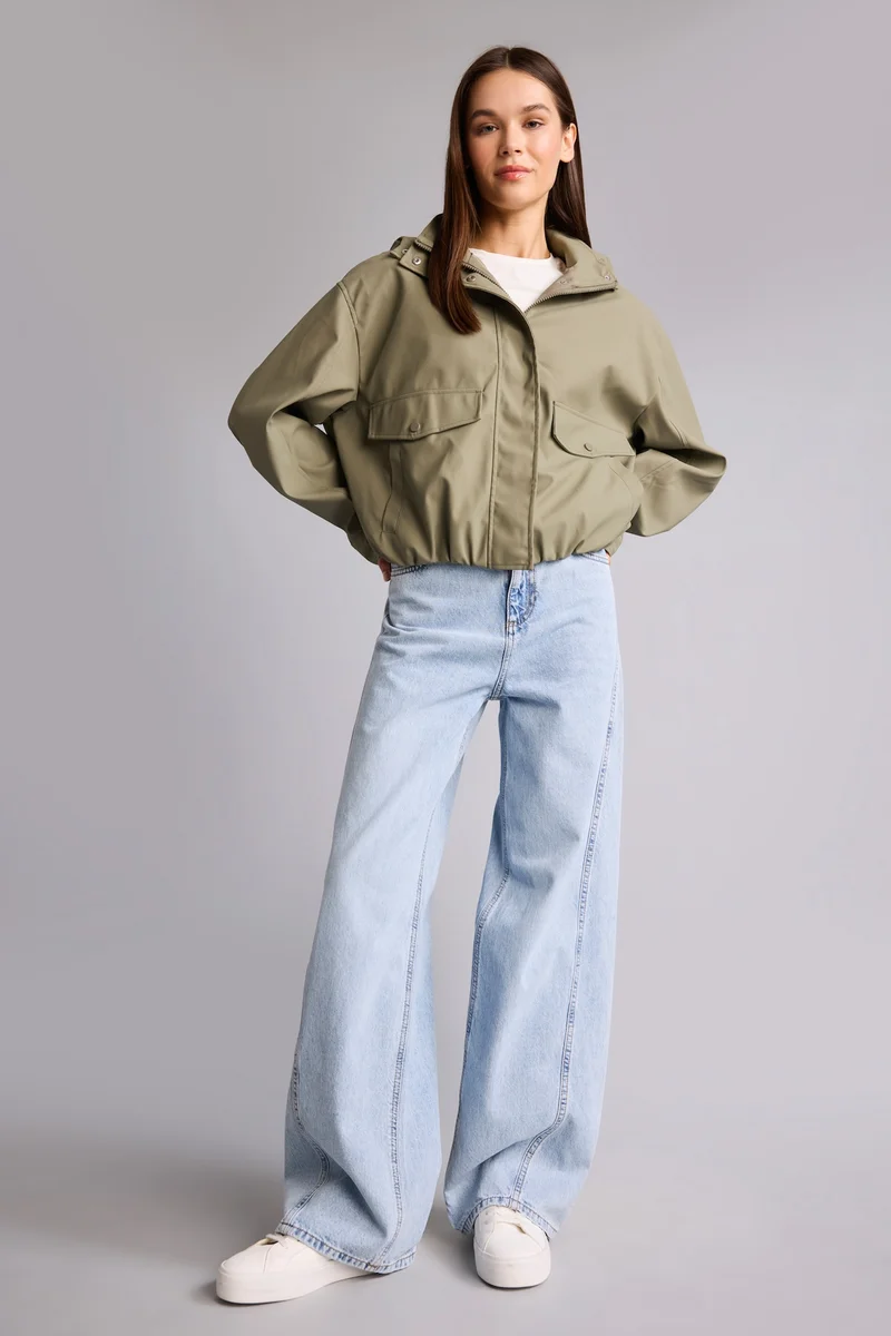 Defacto  Regular Fit Faux Leather Raincoat for Women | Best Price UAE